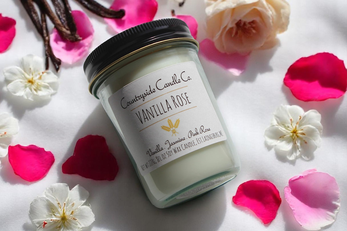 8oz Vanilla Rose Soy Candle