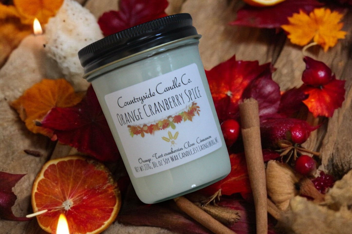 8oz Orange Cranberry Spice Soy Candle