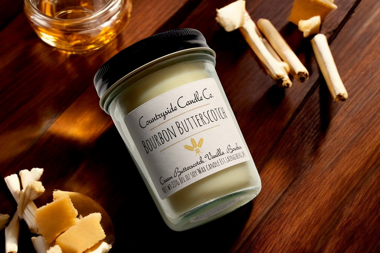 8oz Bourbon Butterscotch Soy Candle
