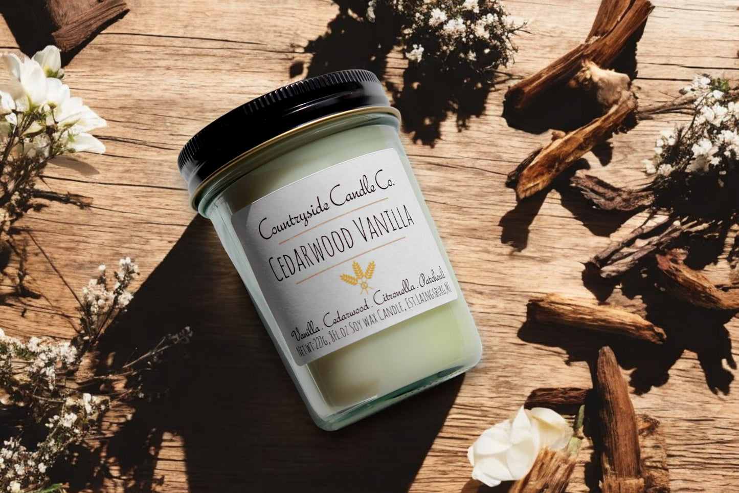 8oz Cedarwood Vanilla Soy Candle